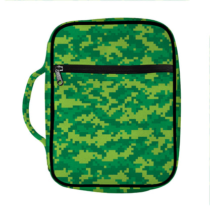 Green Digital Camo Pattern Print Front Pocket Bible Bag