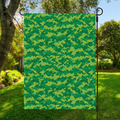 Green Digital Camo Pattern Print Garden Flag