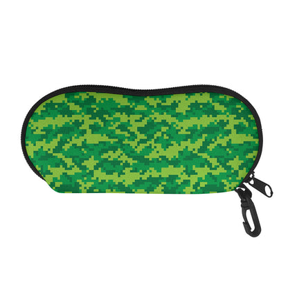 Green Digital Camo Pattern Print Glasses Case