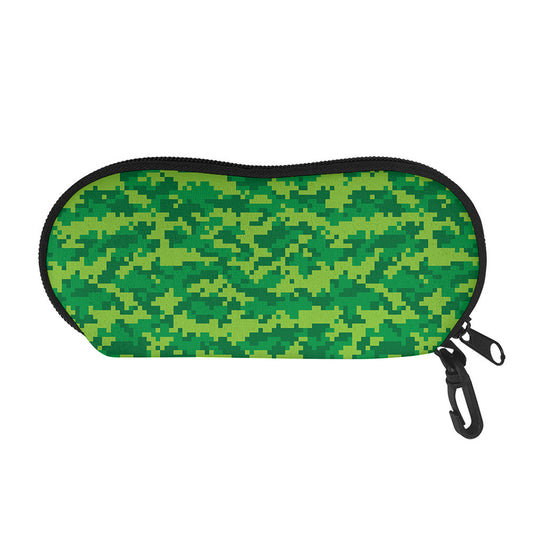 Green Digital Camo Pattern Print Glasses Case
