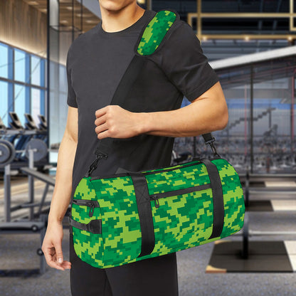 Green Digital Camo Pattern Print Gym Bag