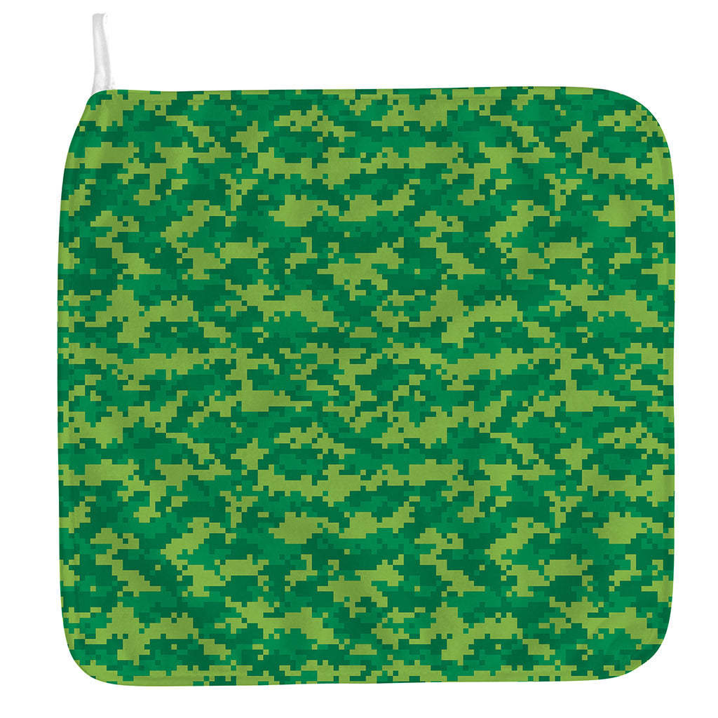 Green Digital Camo Pattern Print Hand Towel