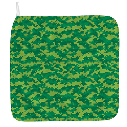Green Digital Camo Pattern Print Hand Towel
