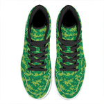 Green Digital Camo Pattern Print High Top Leather Sneakers