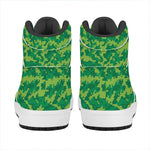 Green Digital Camo Pattern Print High Top Leather Sneakers