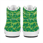 Green Digital Camo Pattern Print High Top Leather Sneakers