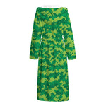Green Digital Camo Pattern Print Hooded Bathrobe