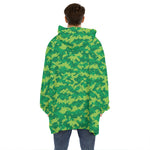 Green Digital Camo Pattern Print Hoodie Blanket