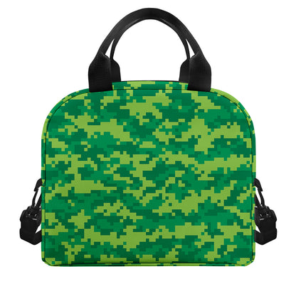 Green Digital Camo Pattern Print Insulated Lunch Bag