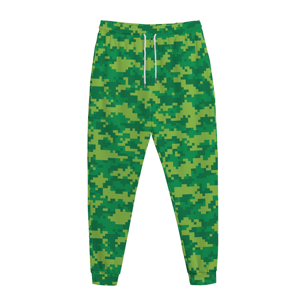 Green Digital Camo Pattern Print Jogger Pants