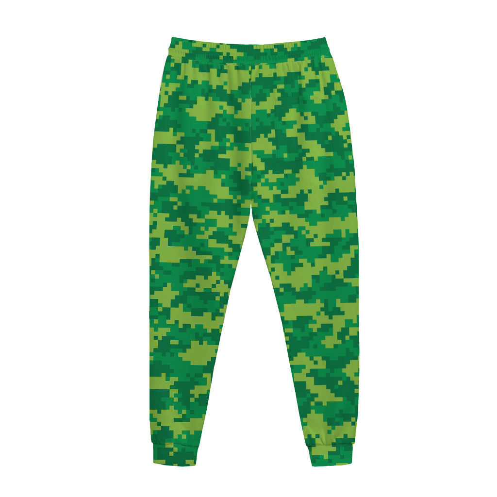 Green Digital Camo Pattern Print Jogger Pants