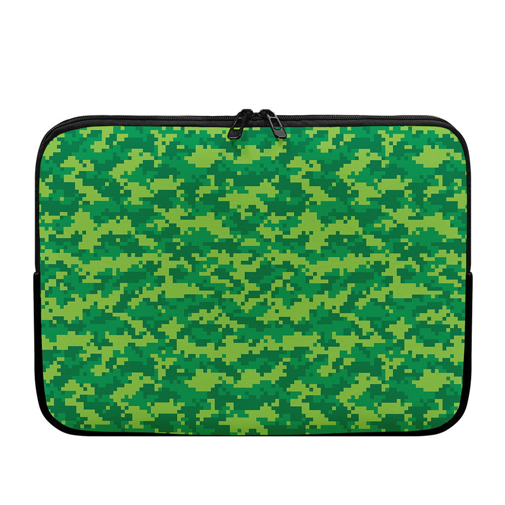 Green Digital Camo Pattern Print Laptop Sleeve