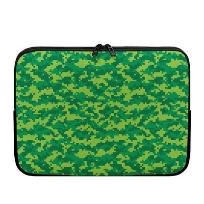 Green Digital Camo Pattern Print Laptop Sleeve