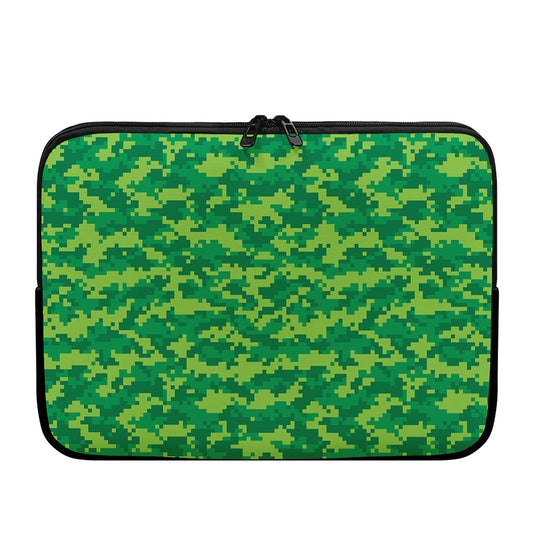Green Digital Camo Pattern Print Laptop Sleeve