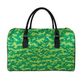 Green Digital Camo Pattern Print Leather Duffel Bag
