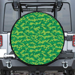 Green Digital Camo Pattern Print Leather Spare Tire Cover