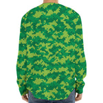 Green Digital Camo Pattern Print Long Sleeve Baseball Jersey