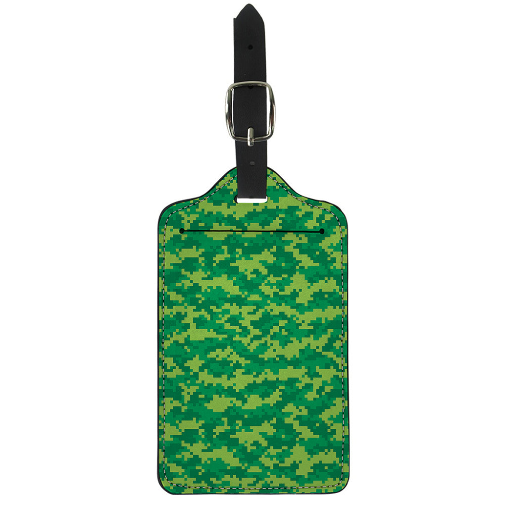 Green Digital Camo Pattern Print Luggage Tag