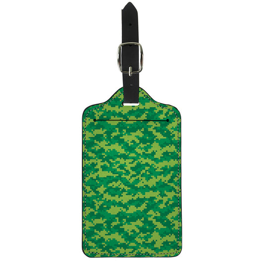 Green Digital Camo Pattern Print Luggage Tag