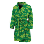 Green Digital Camo Pattern Print Men's Bathrobe