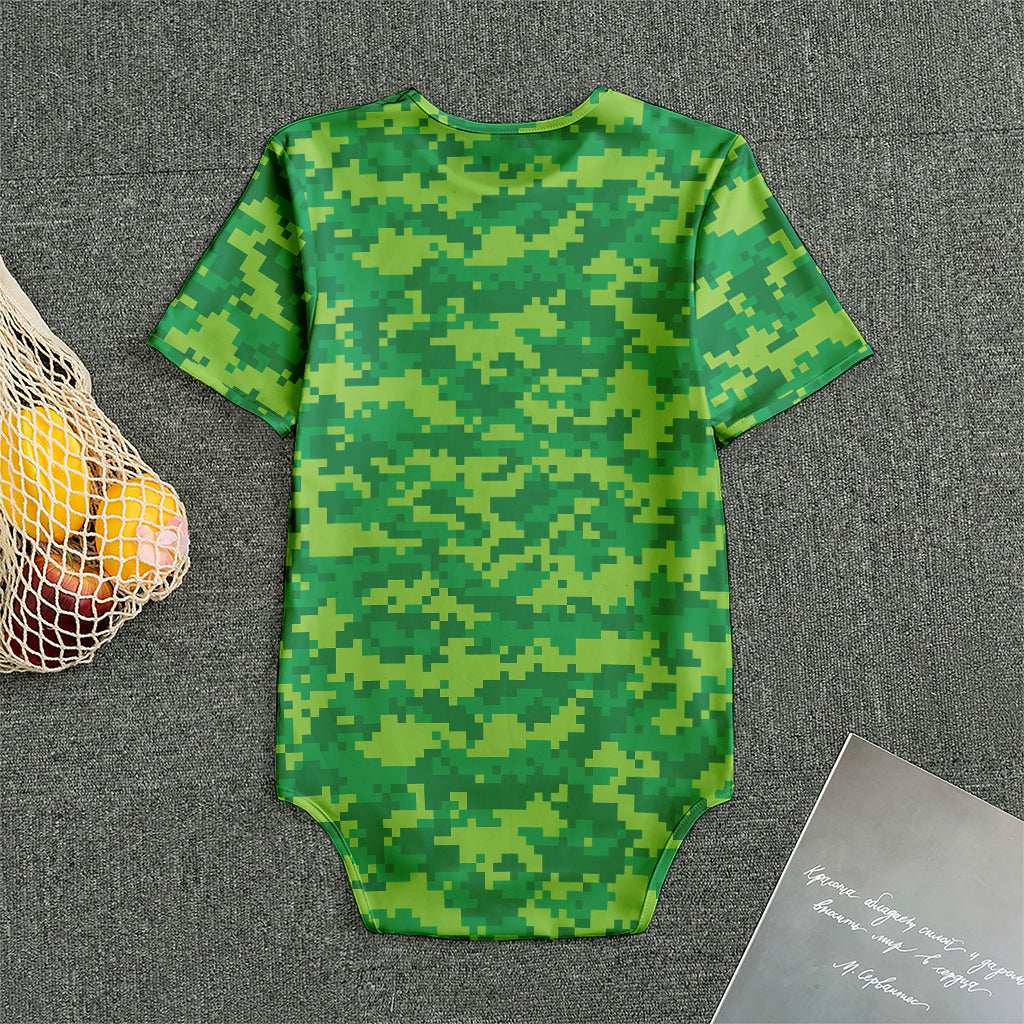 Green Digital Camo Pattern Print Men's Bodysuit