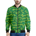 Green Digital Camo Pattern Print Men's Bomber Jacket