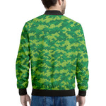 Green Digital Camo Pattern Print Men's Bomber Jacket