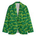 Green Digital Camo Pattern Print Men's Cotton Blazer