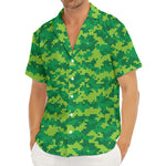 Green Digital Camo Pattern Print Men's Deep V-Neck Shirt