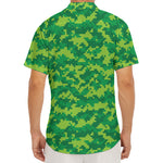 Green Digital Camo Pattern Print Men's Deep V-Neck Shirt