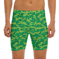Green Digital Camo Pattern Print Men's Long Boxer Briefs