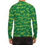 Green Digital Camo Pattern Print Men's Long Sleeve Rash Guard