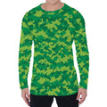 Green Digital Camo Pattern Print Men's Long Sleeve T-Shirt