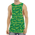Green Digital Camo Pattern Print Men's Muscle Tank Top