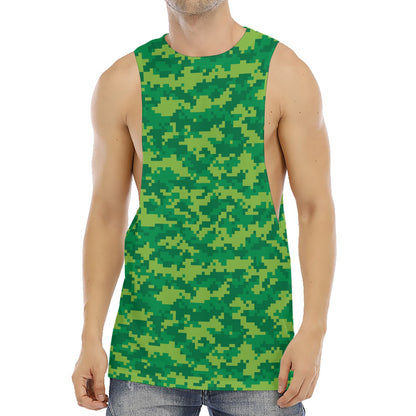 Green Digital Camo Pattern Print Men's Muscle Tank Top