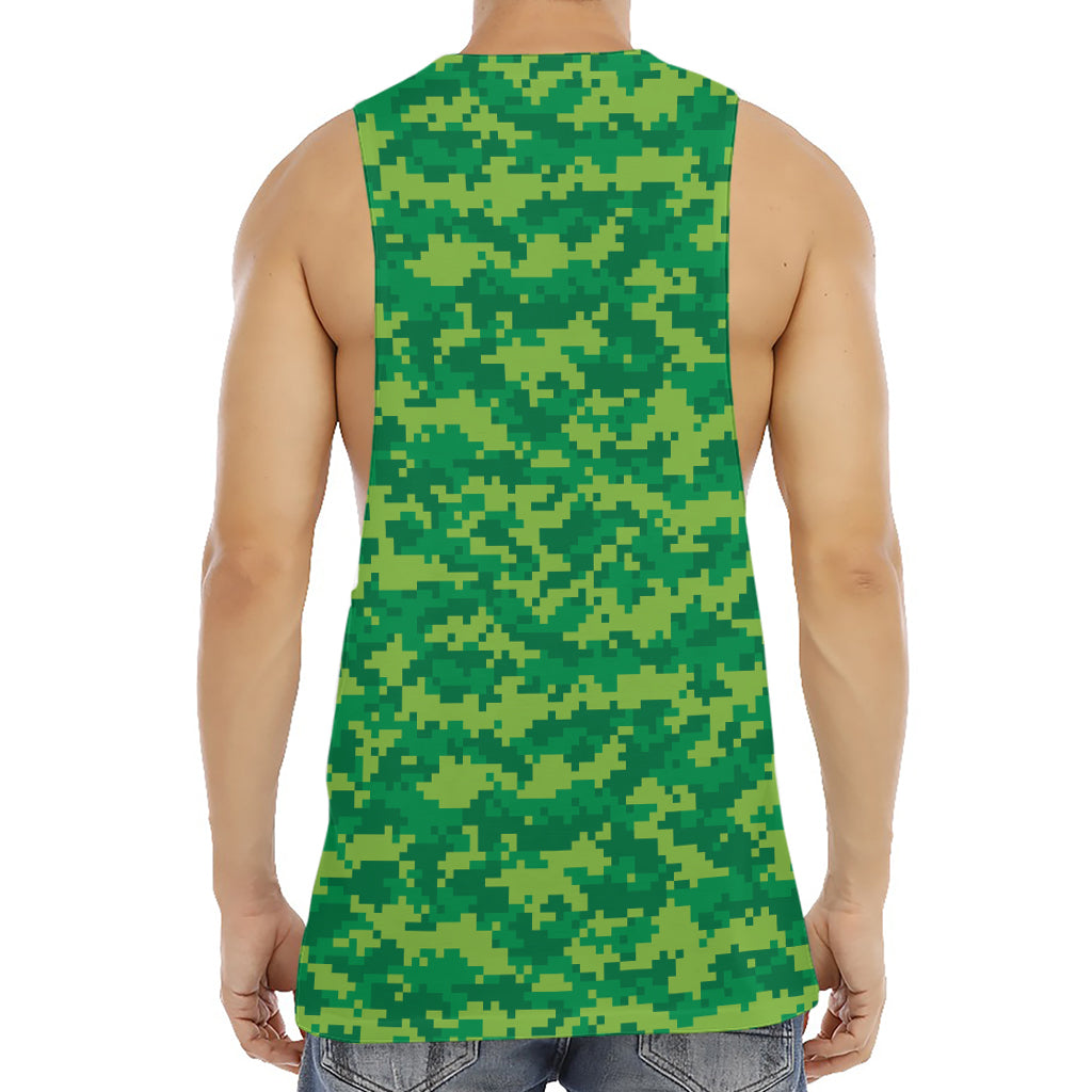 Green Digital Camo Pattern Print Men's Muscle Tank Top