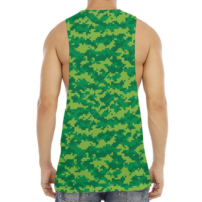 Green Digital Camo Pattern Print Men's Muscle Tank Top