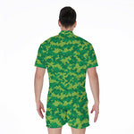 Green Digital Camo Pattern Print Men's Rompers