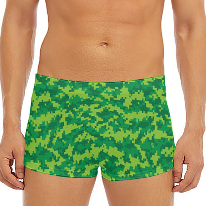 Green Digital Camo Pattern Print Men's Short Boxer Briefs