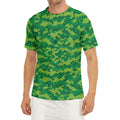 Green Digital Camo Pattern Print Men's Short Sleeve Rash Guard