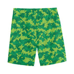 Green Digital Camo Pattern Print Men's Sports Shorts