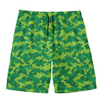Green Digital Camo Pattern Print Men's Swim Trunks