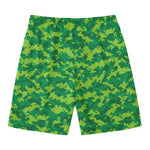 Green Digital Camo Pattern Print Men's Swim Trunks