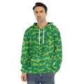 Green Digital Camo Pattern Print Men's Velvet Pullover Hoodie