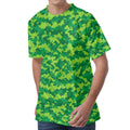 Green Digital Camo Pattern Print Men's Velvet T-Shirt
