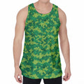 Green Digital Camo Pattern Print Men's Velvet Tank Top