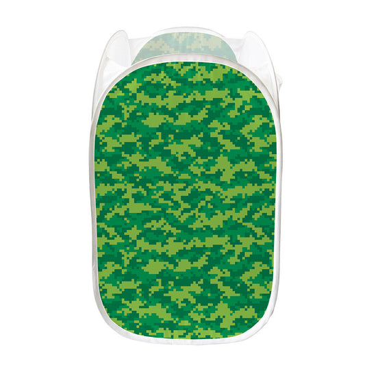 Green Digital Camo Pattern Print Mesh Laundry Hamper