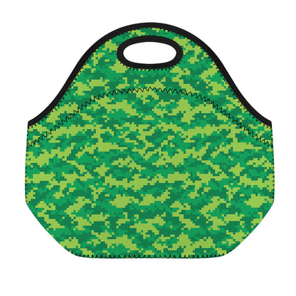 Green Digital Camo Pattern Print Neoprene Lunch Bag