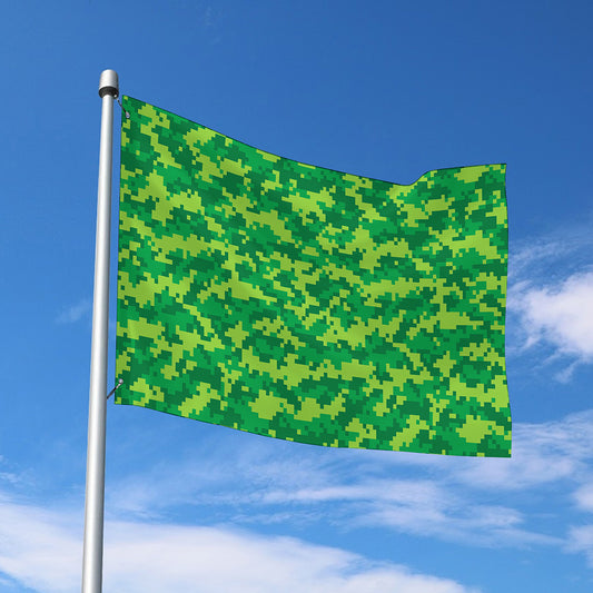 Green Digital Camo Pattern Print Polyester Flag