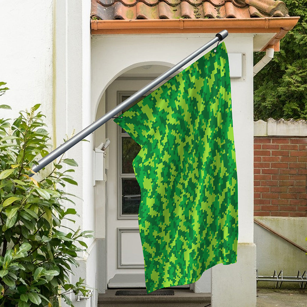 Green Digital Camo Pattern Print Polyester Flag